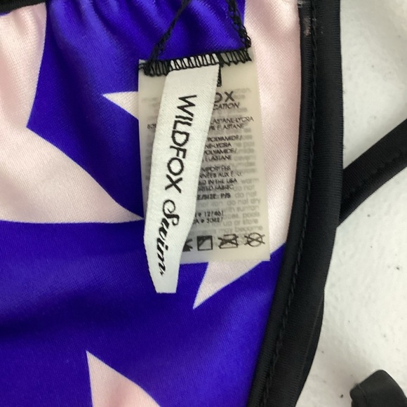 Wildfox 80s Stars Reversible Triangle Bikini Top Red Blue Size S - Picture 6 of 7